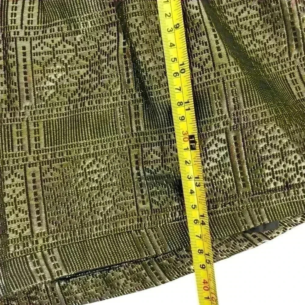 Topshop Womens Gold Black Mini Skirt Sz2 Metallic Bubble Club Night Out Y2K - Picture 15 of 16